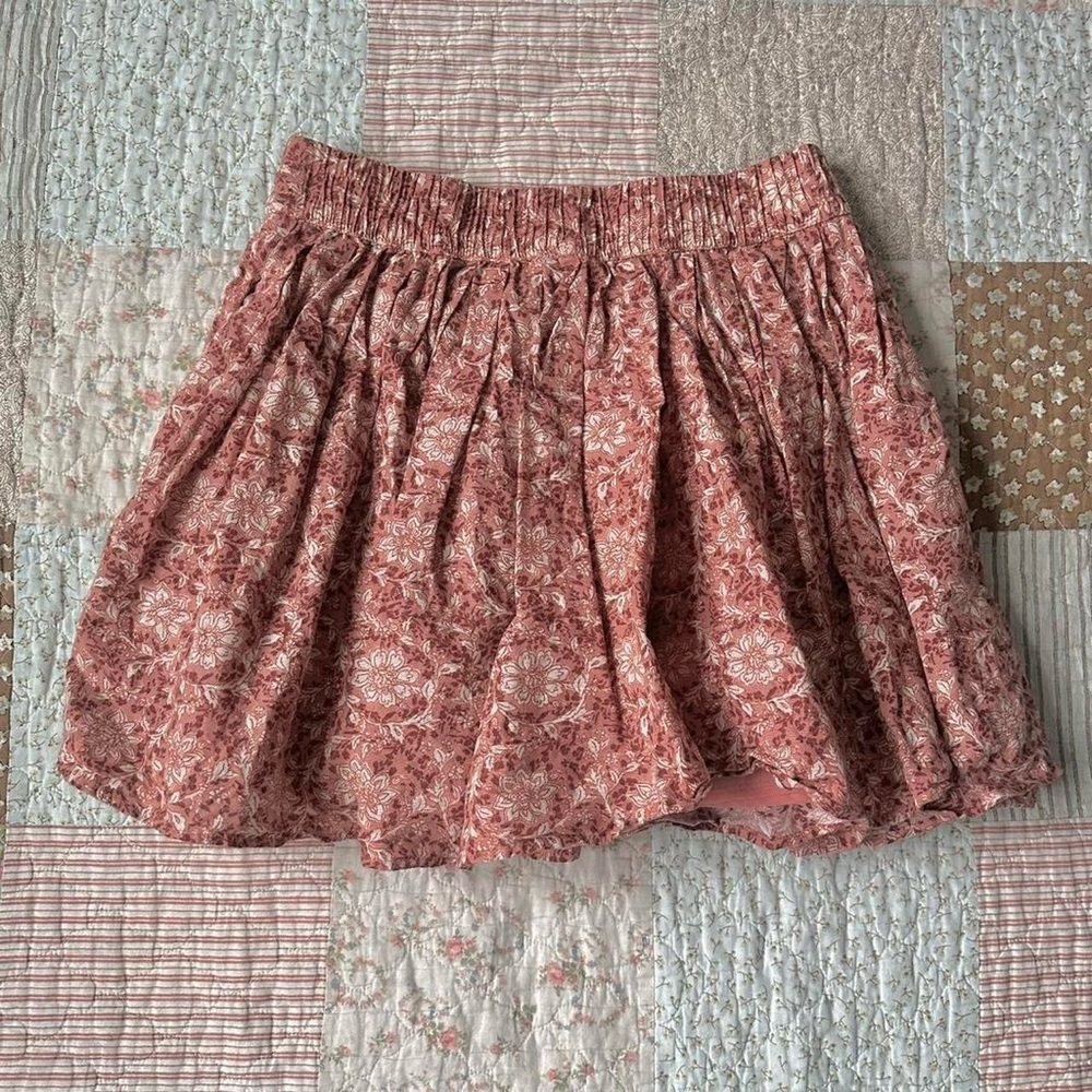 American Eagle linen & cotton pink and white floral mini skirt
